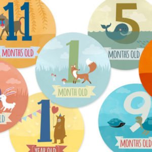 Baby milestone stickers, gender neutral, animals, cute, Australian made, colourful