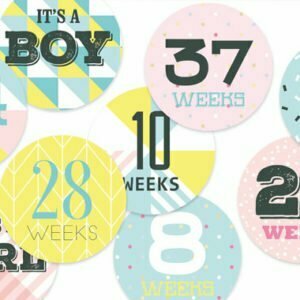 Pregnancy belly milestone stickers, patterns, gender neutral, circle, colourful, geometric